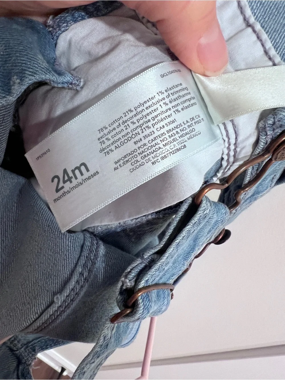 OshKosh B'gosh Light Blue Denim Floral Print Overalls 24 months